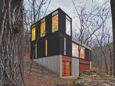 This entirely unexpected modern cabin in Muscoda, Wisconsin is even more arresting for its striking black exterior. The vacation home is featured in Phaidon's tribute to the history and modern examples of black clad architecture, Black: Architecture in Monochrome.
