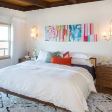 Multicolored Eclectic Bedroom With Colorful Art