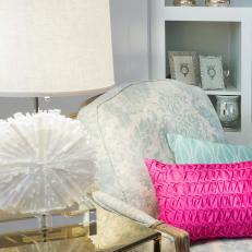 Blue Shabby Chic Chair With Pink Pillow