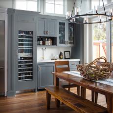 Gray and Brown Contemporary Dining Room and Bar 