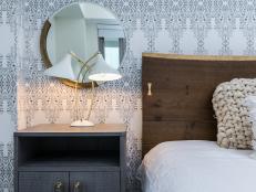 Gray Bedroom With Wallpaper