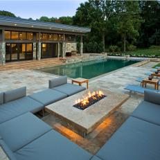Sectional, Fire Pit Create Chic Sitting Area