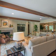 Contemporary Neutral Family Room with Beige Sofa