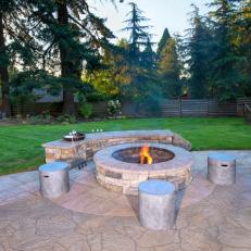 Fire Pit With Stools, Custom Bench