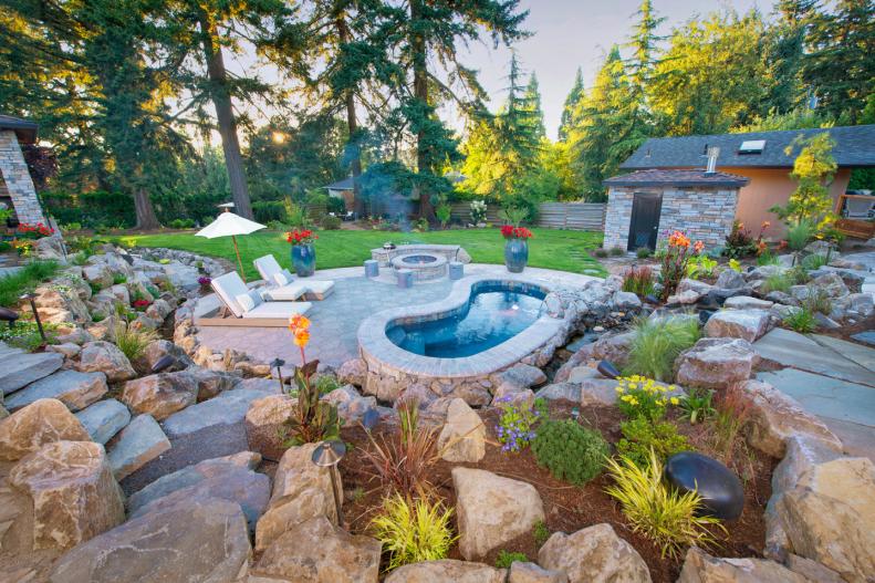 outdoor space with pool