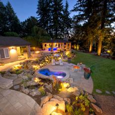 Backyard Shines Brightly at Night