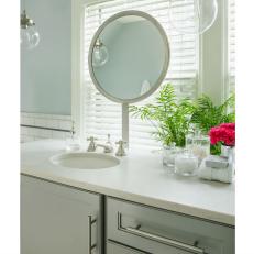 Silver Round Bathroom Mirror