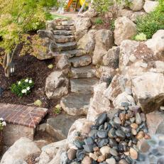 Stone Stairs and Waterfall