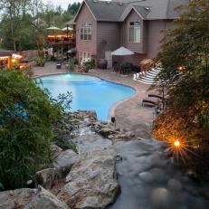 Luxury Backyard With Stream