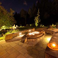 Stone Benches Encircle Fire Pit
