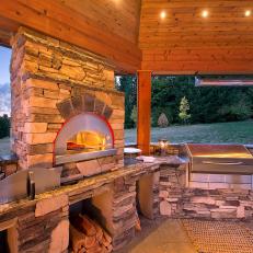 Stone Fireplace With Custom Pizza Oven 