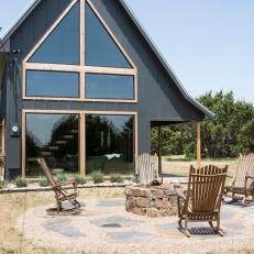 Neutral Cabin with Flagstone Fire Pit 