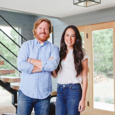 Chip and Joanna Gaines in a Remodeled Living Room