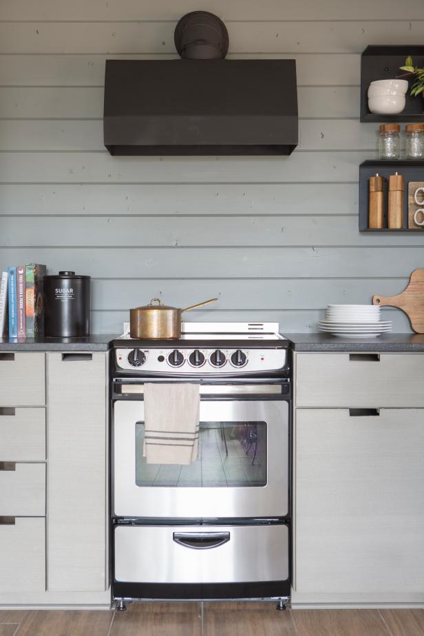 Contemporary Gray Kitchen with Stainless Steel Appliances ...