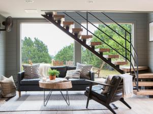 Neutral Living Room with Floor-to-Ceiling Windows 