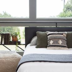 Contemporary Gray Bedroom with Large Window