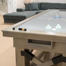 Gray Rustic Transitional Game Room With Air Hockey