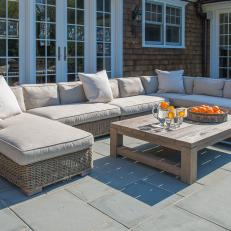 Patio With Large Wicker Sectional