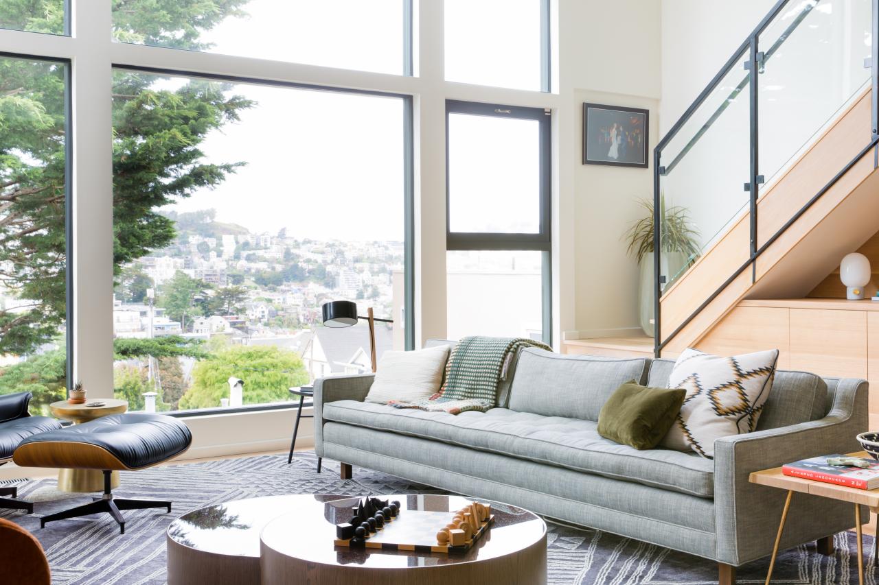 Neutral Contemporary Living Room With Big Windows Hgtv