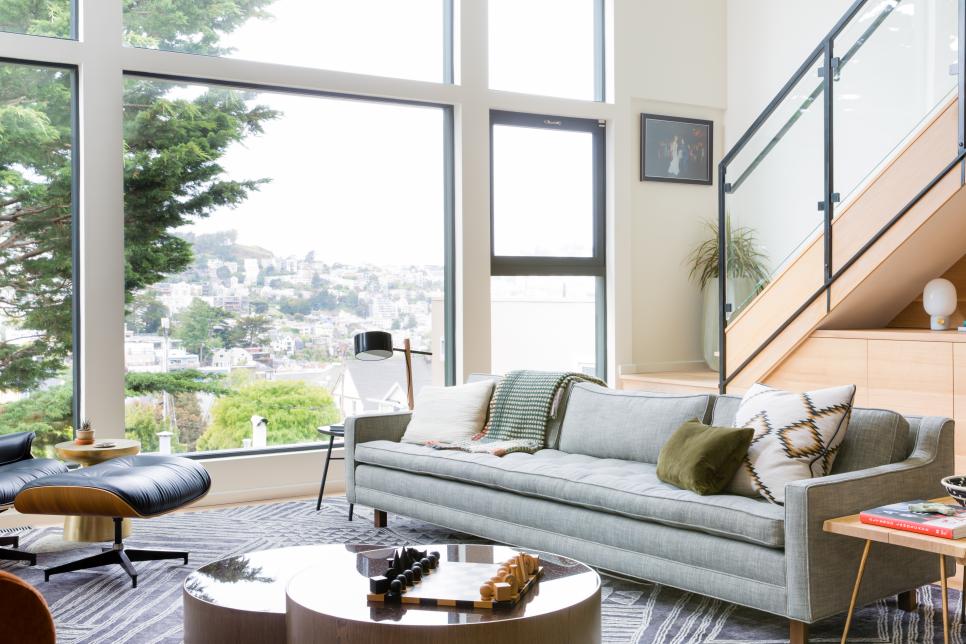 Contemporary Living Room With Big Windows