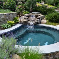 Water Feature Makes Pool Area Feel More Peaceful