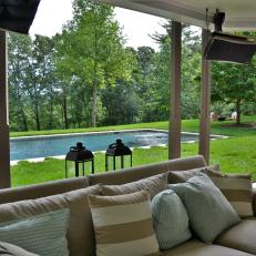 Heaters Create Four Seasons Entertaining Space with View of Pool