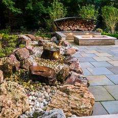 Fire Meets Water on Modern Patio