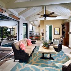 Living Area With Cool, Coastal Touches