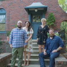 Home Town Hosts Ben and Erin Napier with homeowners Jordan and Aly Smith 