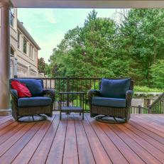 Swivel Chairs on Back Deck Create Convenient Entertaining Space