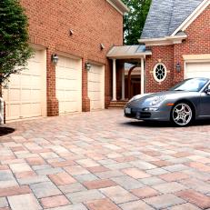 Stylish, Durable Stone Paver Driveway Provides Main House, Backyard and Guest House Access