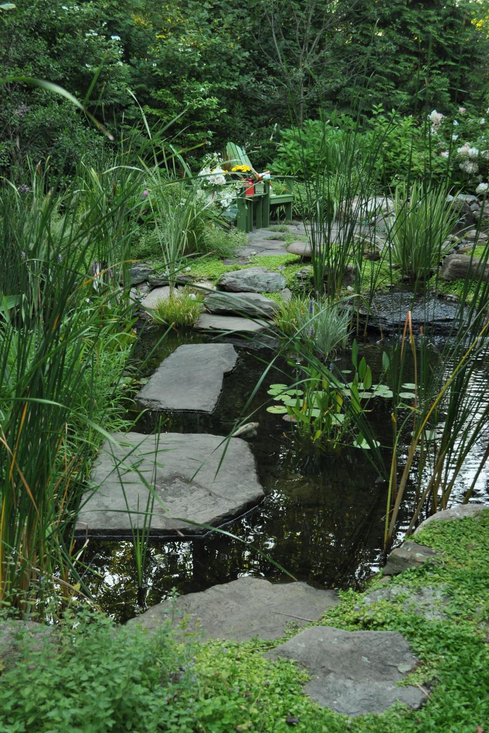 Pond With Stone Path | HGTV