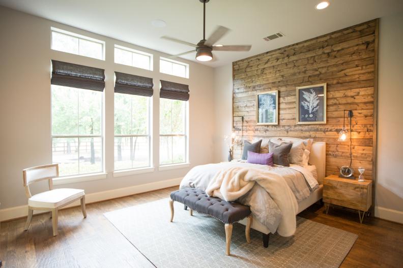 Master Bedroom with Neutral, Rustic-Contemporary Design
