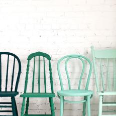 Wooden Chairs Painted Blue and Green