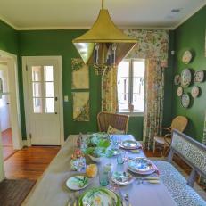Dining Room with Asian Influences, Green Walls