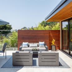 Modern Patio With Wood Fence