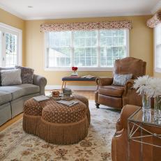 Neutral Family Room With Contemporary Furnishings 