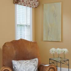 Contemporary Neutral Family Room Detail With Leather Armchair