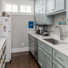 Blue and White Pantry With Sink
