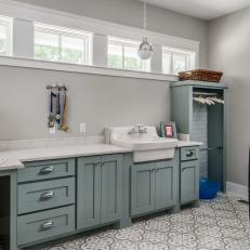 Laundry and Craft Room With Graphic Floor