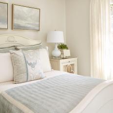White Cottage Bedroom With Sky Art