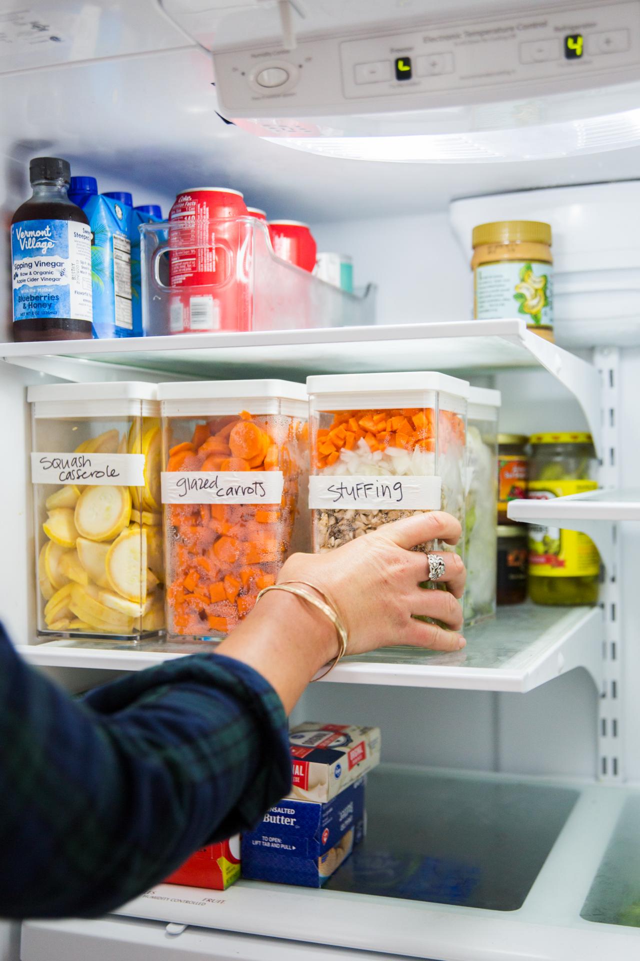 Organize Your Crowded Thanksgiving Fridge With Temporary Cardboard Shelves