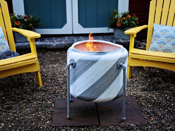 using a washing machine drum as a fire pit