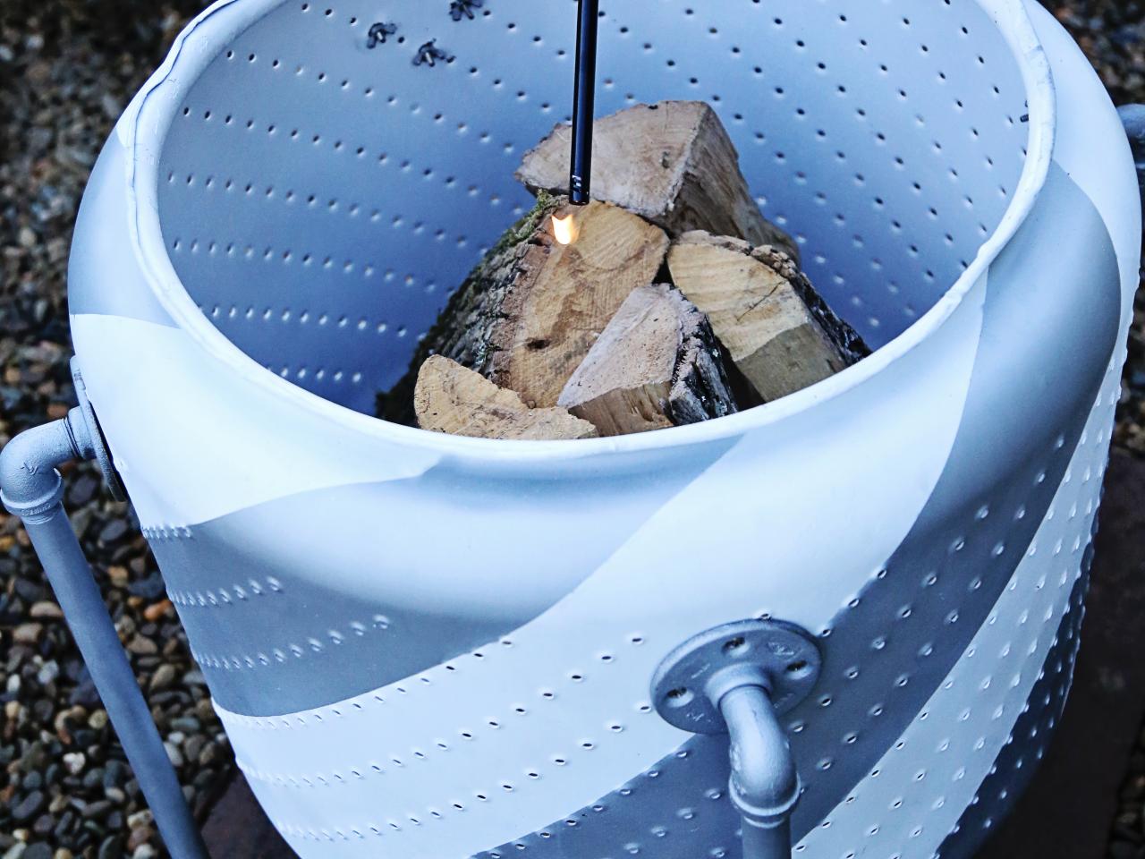 Washing Machine Drum Into A Firepit, Washer Tub Fire Pit Stand