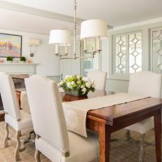 Cottage Dining Room With Linen Runners