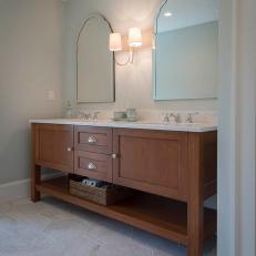 Double Vanity Bathroom With Arched Mirrors
