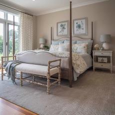 Neutral Cottage Bedroom With Four Poster Bed