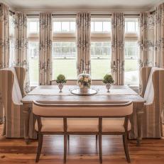 Neutral Cottage Dining Room With Striped Chairs