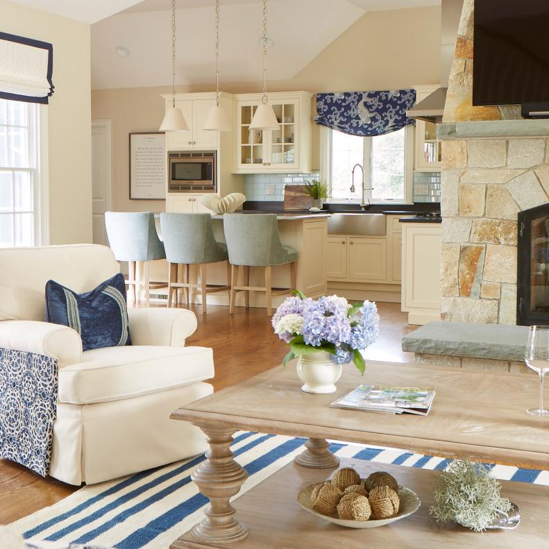 Coastal Open Plan Kitchen and Living Area