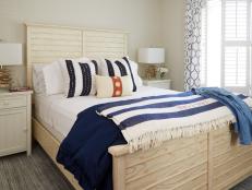 Coastal Bedroom With Striped Throw